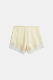 Satin Lace Detail Shorts - Buttermilk/White