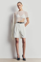 Sheer Chiffon Asymmetric Cape - Cream