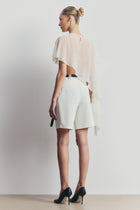 Sheer Chiffon Asymmetric Cape - Cream