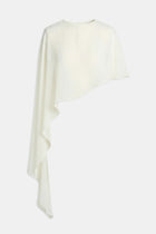 Sheer Chiffon Asymmetric Cape - Cream
