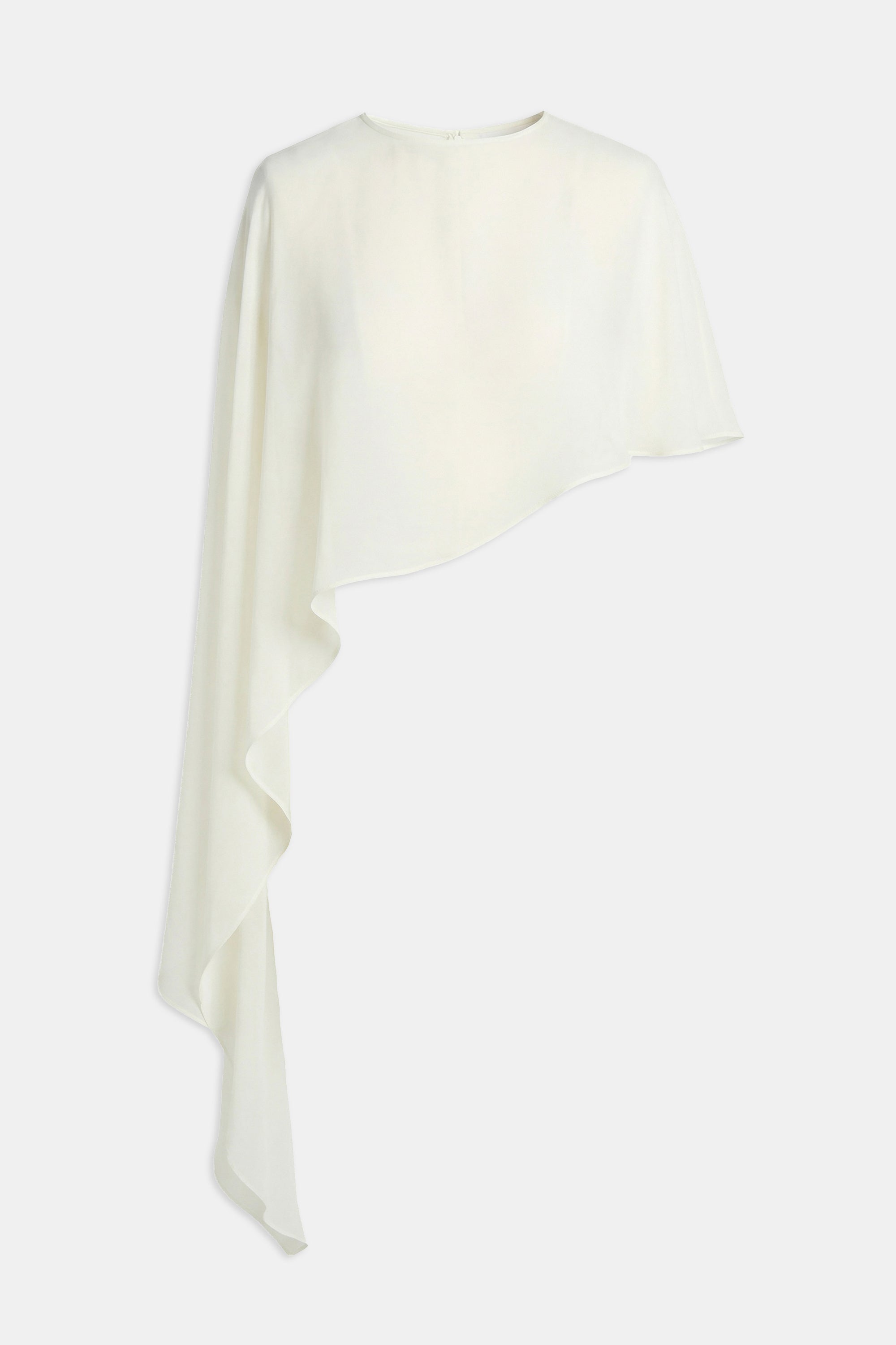 Sheer Chiffon Asymmetric Cape - Cream