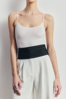 Semi Sheer Camisole Bodysuit - White