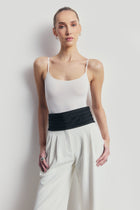 Semi Sheer Camisole Bodysuit - White