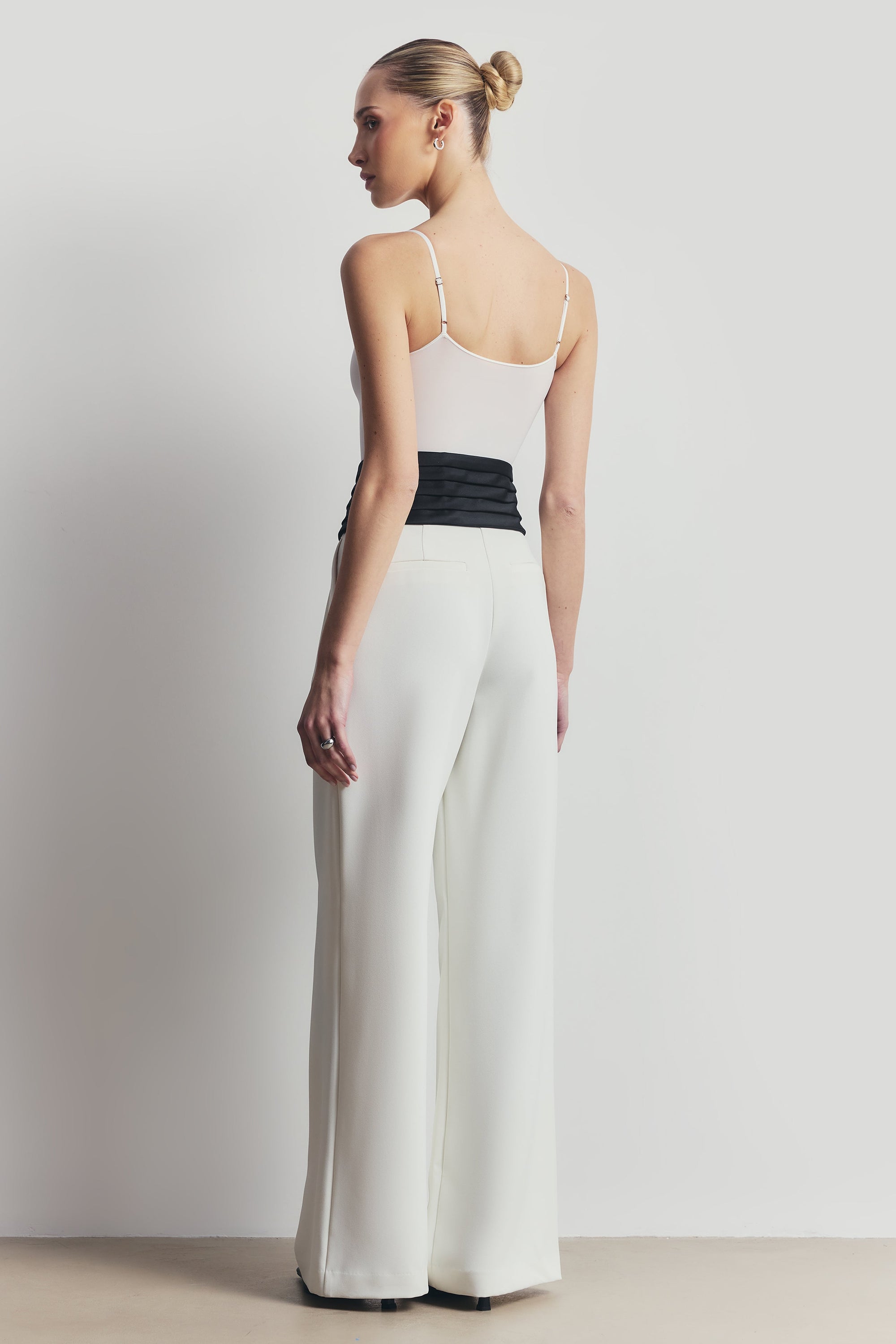 Semi Sheer Camisole Bodysuit - White