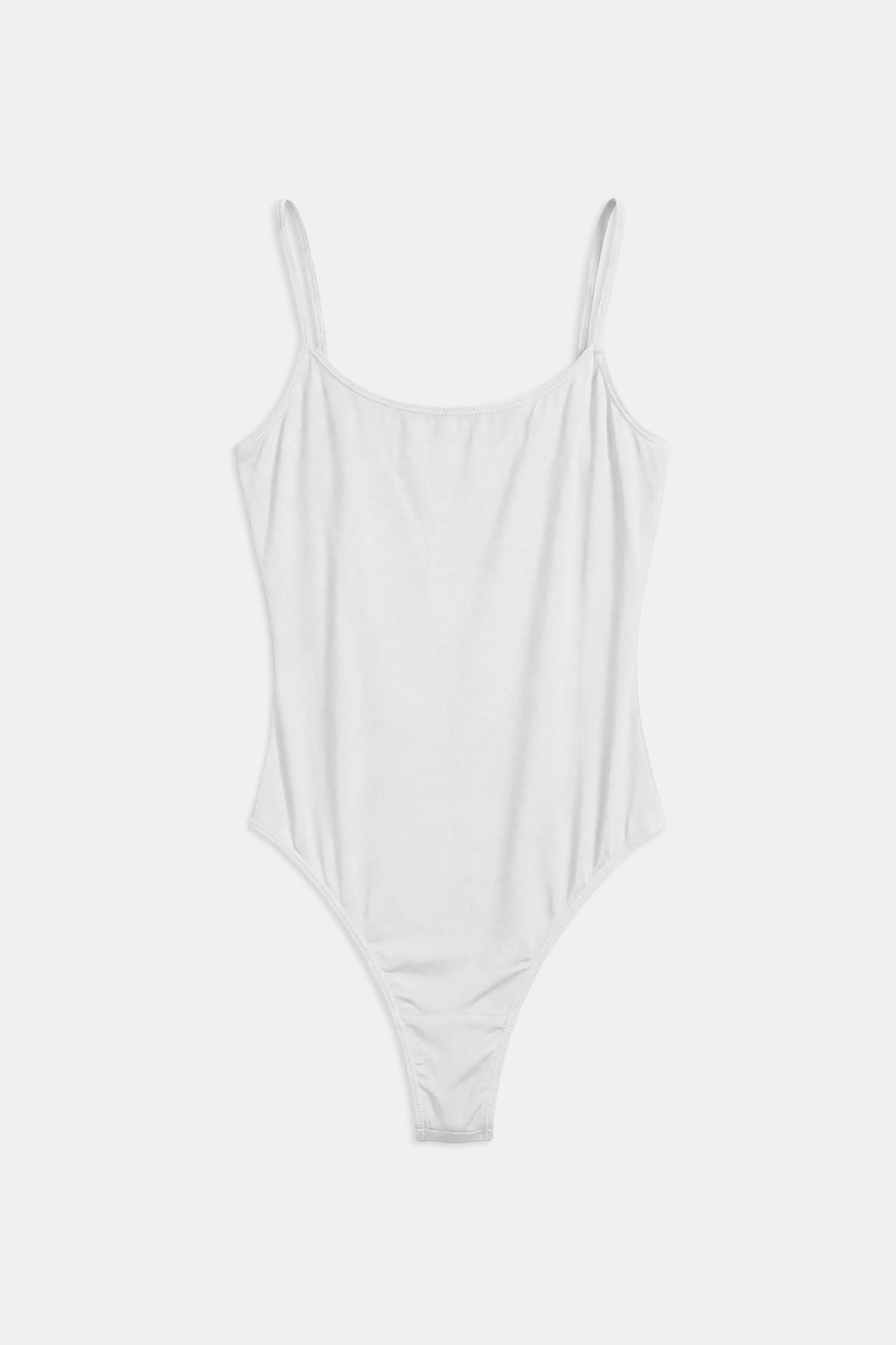 Semi Sheer Camisole Bodysuit - White
