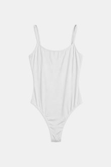 Semi Sheer Camisole Bodysuit - White