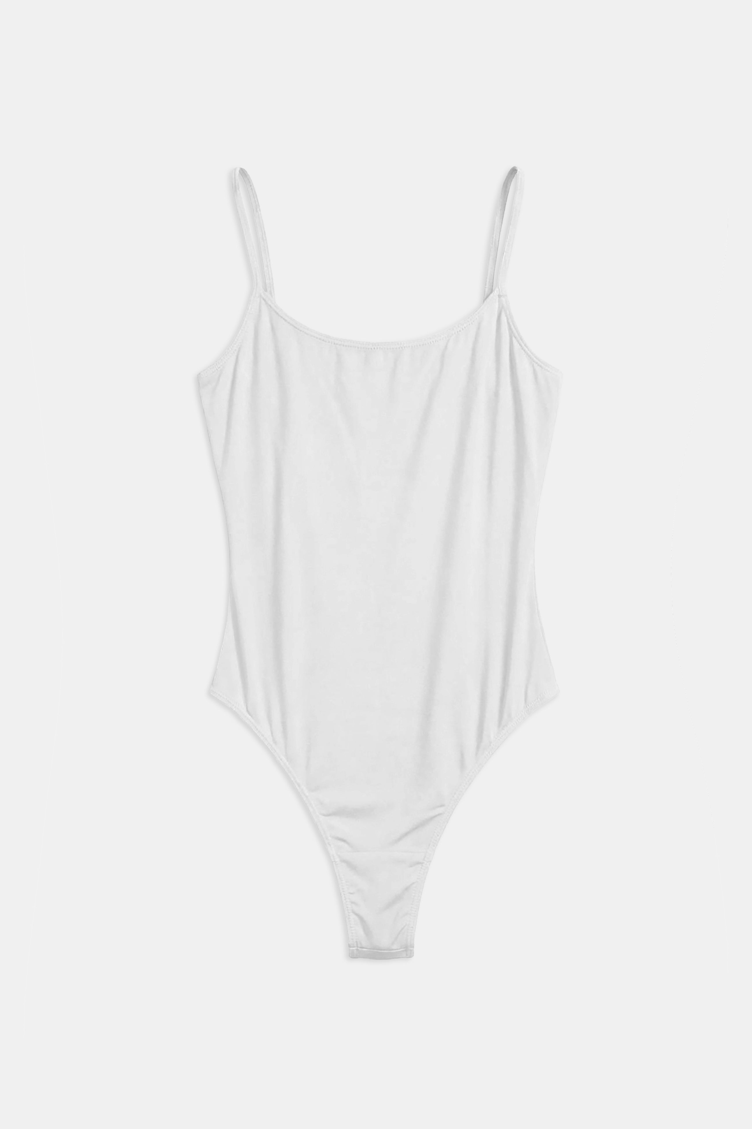Semi Sheer Camisole Bodysuit - White