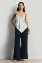 Satin Panel Detail V Neck Camisole - Cream