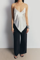 Satin Panel Detail V Neck Camisole - Cream