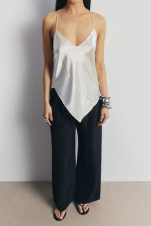 Satin Panel Detail V Neck Camisole - Cream