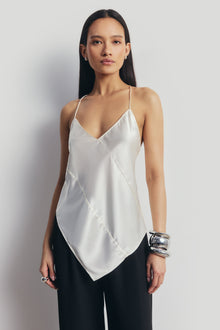 Satin Panel Detail V Neck Camisole - Cream