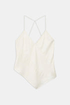 Satin Panel Detail V Neck Camisole - Cream