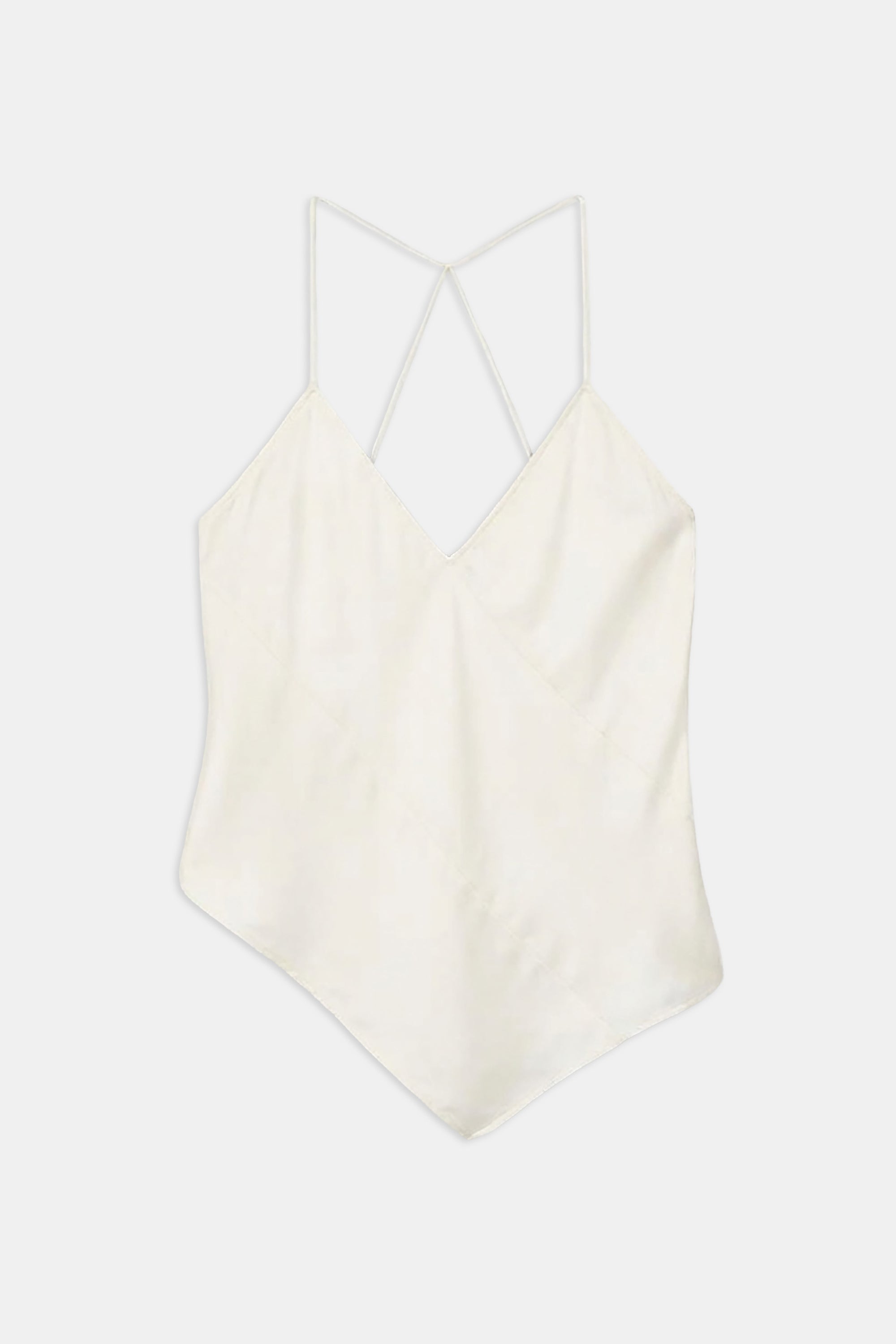 Satin Panel Detail V Neck Camisole - Cream