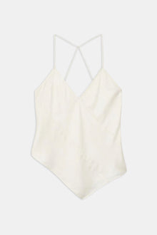 Satin Panel Detail V Neck Camisole - Cream