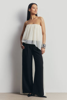 Strapless Chiffon Layered Corset Top - Cream