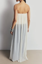 Strapless Chiffon Layered Corset Top - Cream