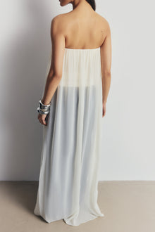 Strapless Chiffon Layered Corset Top - Cream