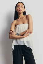 Strapless Chiffon Layered Corset Top - Cream