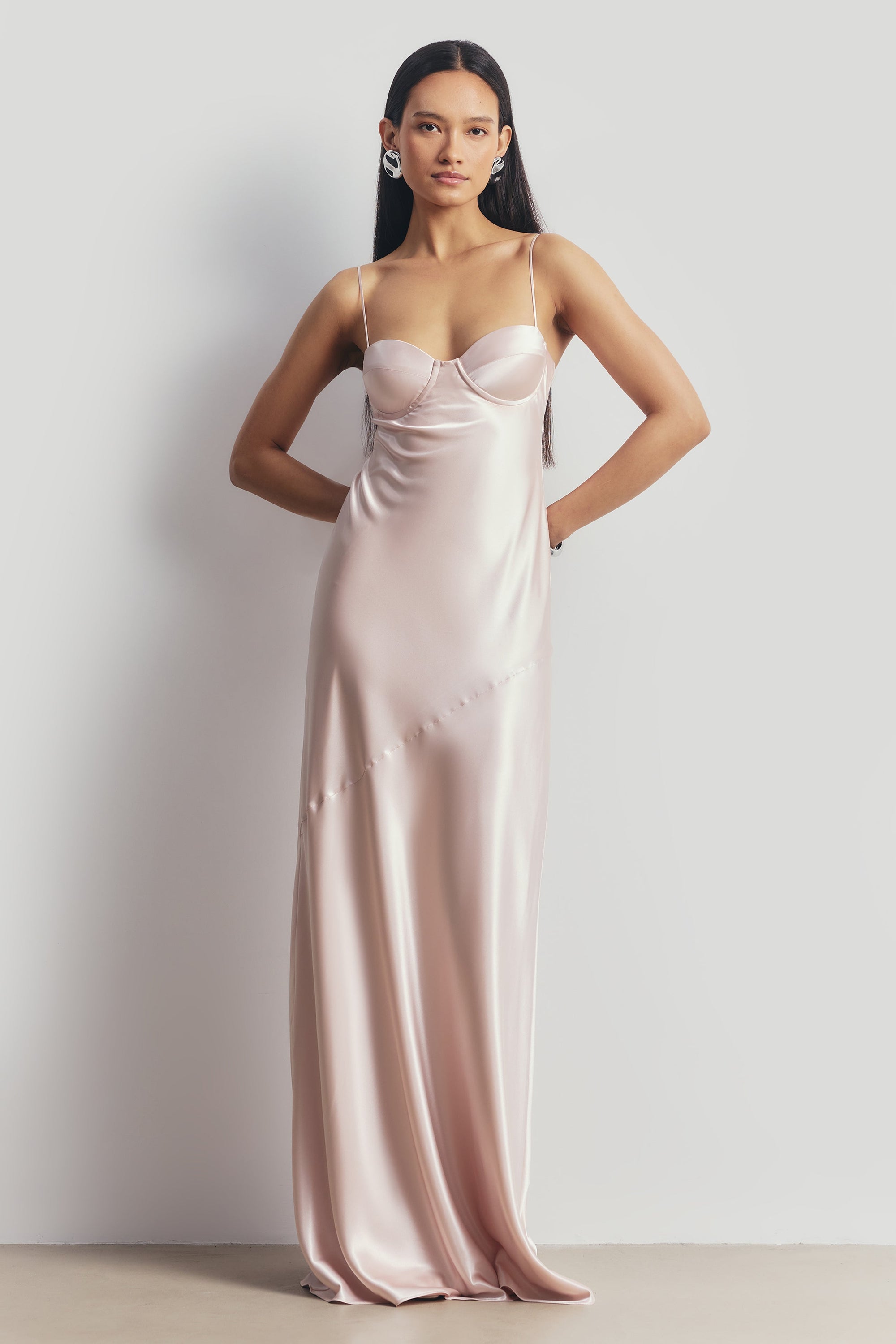 Satin Cup Detail Slip Dress - Blossom