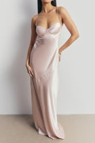 Satin Cup Detail Slip Dress - Blossom