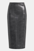 Croc Embossed Leather Tailored Maxi Skirt - Slate