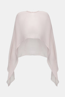 Sheer Chiffon Curved Hem Cape - Blush