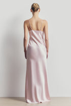 Satin Lace Detail Camisole Maxi Dress - Blush/White