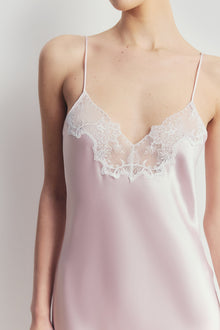Satin Lace Detail Camisole Maxi Dress - Blush/White