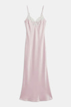 Satin Lace Detail Camisole Maxi Dress - Blush/White