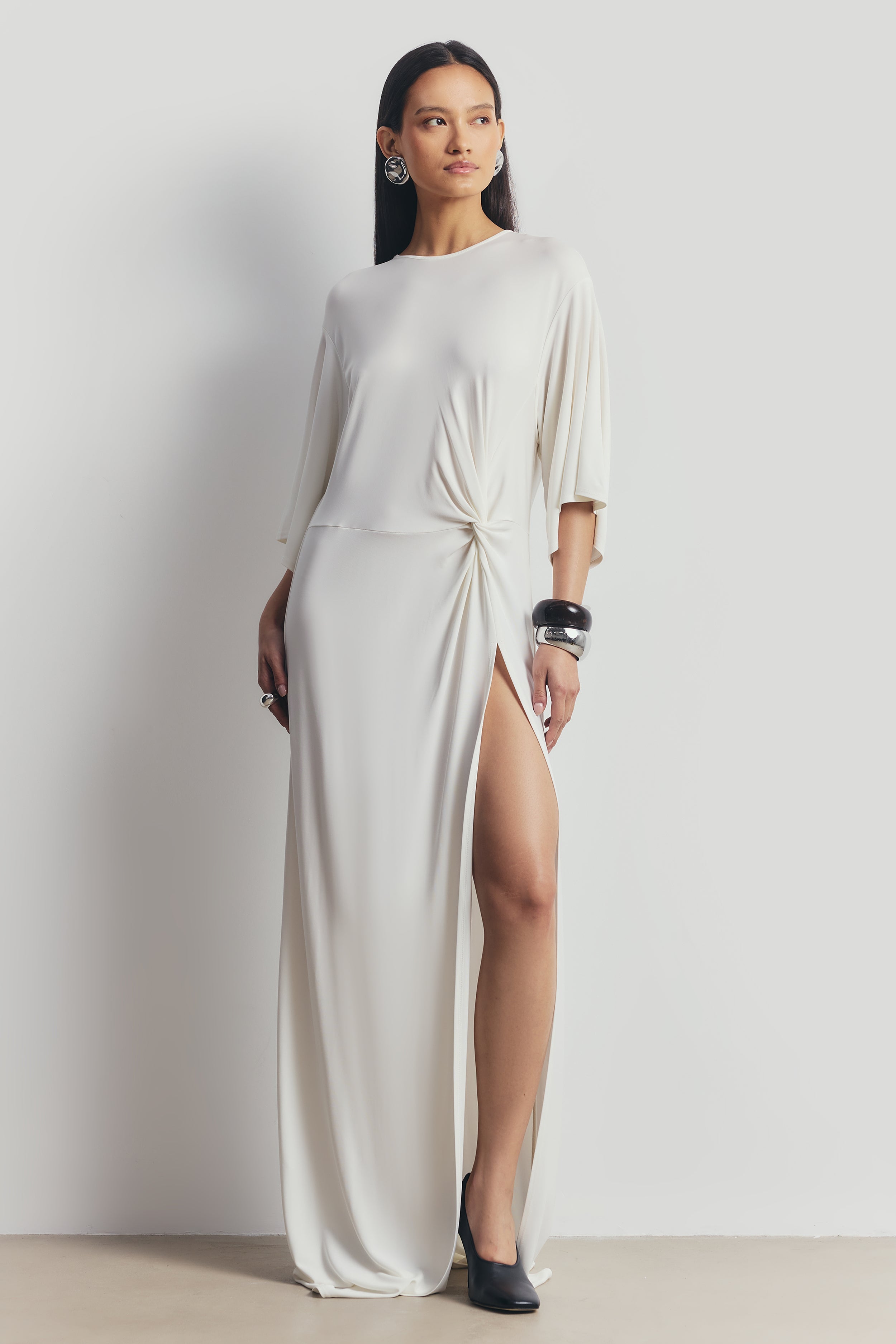 Relaxed Dropped Waist T-Shirt Gown - White