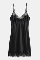 Satin Lace Detail Camisole Mini Dress - Black