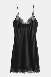 Satin Lace Detail Camisole Mini Dress - Black