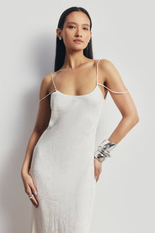 Satin Jacquard Cowl Back Camisole Maxi Dress - Cream