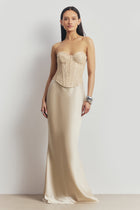 Lace Corset Gown with Sweetheart Neckline - Champagne