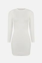 Heavy Ribbed Longsleeve Mini Dress - Ivory