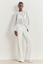 Sheer Chiffon Volume Sleeve Blouse - White