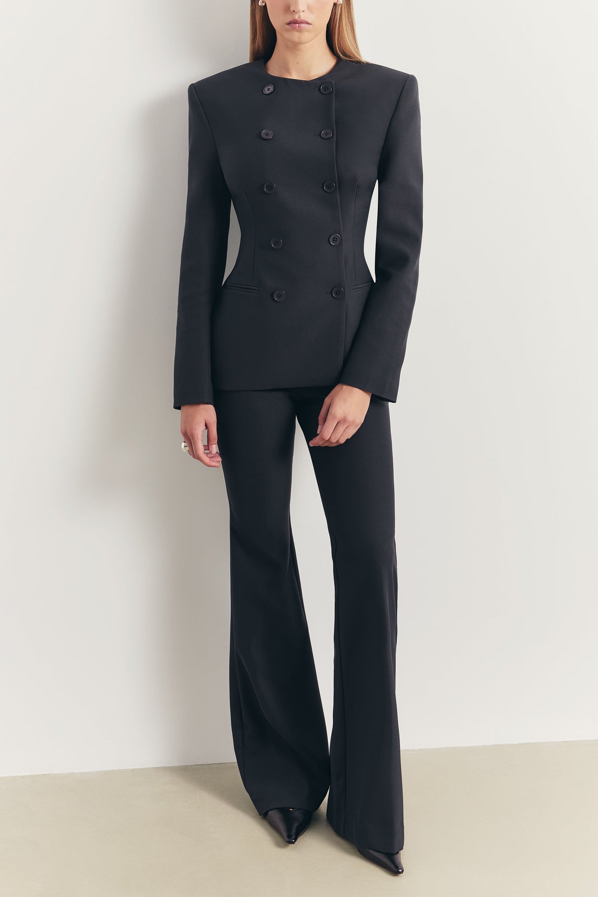 Tailored Collarless Blazer - Petrol