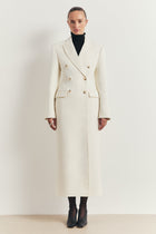 Structured Double Breasted Hourglass Coat - Cream