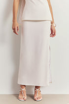 Clean Cut Column Maxi Skirt with Slit - White