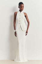Tailored Satin Bias Cut Maxi Skirt - Ivory