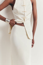 Tailored Satin Bias Cut Maxi Skirt - Ivory