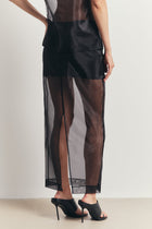 Sheer Organza Column Midi Skirt - Black