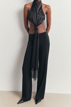 Clean Cut Low Rise Straight Leg Trousers - Black