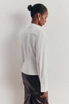 Soft Draped Plunge Front Shirt - White