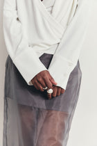 Soft Draped Plunge Front Shirt - White