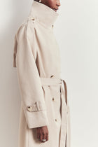 Vintage Funnel Neck Trench Coat - Stone