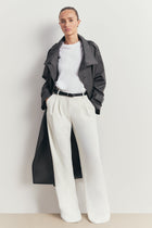 Vintage Funnel Neck Trench Coat - Petrol