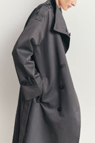 Vintage Funnel Neck Trench Coat - Petrol