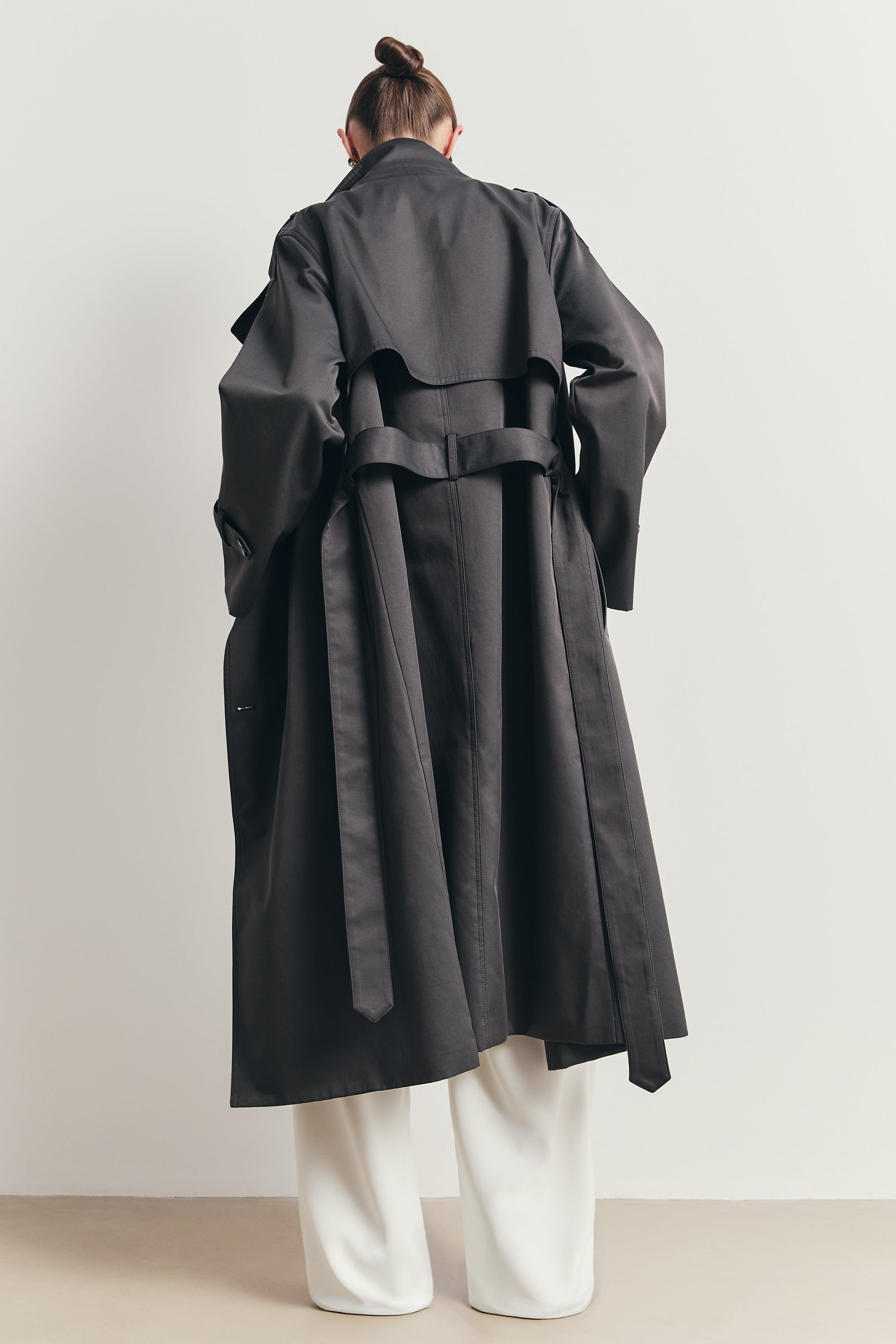 Vintage Funnel Neck Trench Coat - Petrol