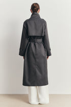 Vintage Funnel Neck Trench Coat - Petrol